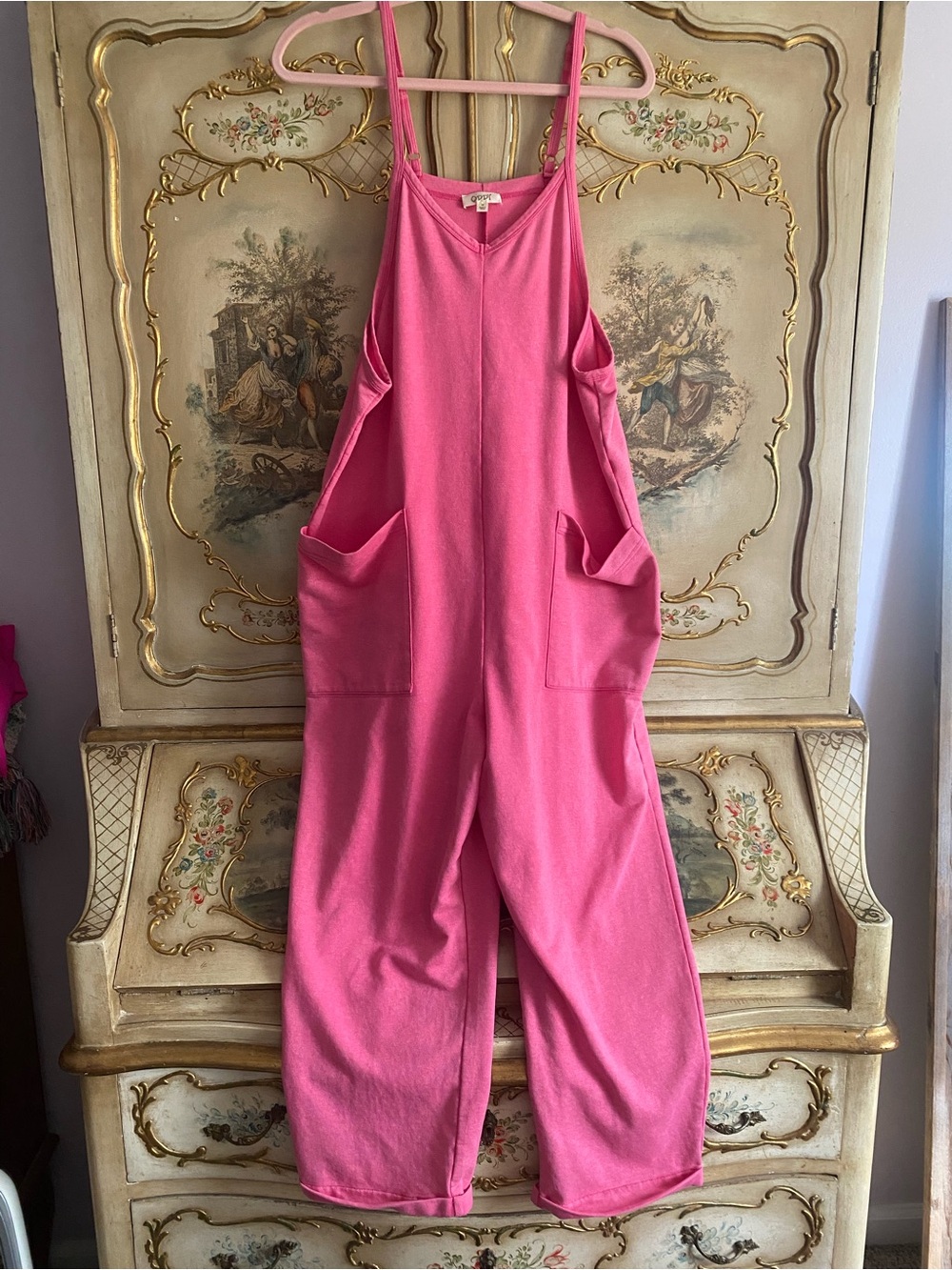 ODDY Pink Slouchy Utility Jumpsuit with Pocketsy